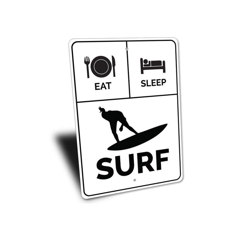 Plaque «Eat Sleep Surf» en aluminium, H 18 po x l 12 po x P 0,06 po