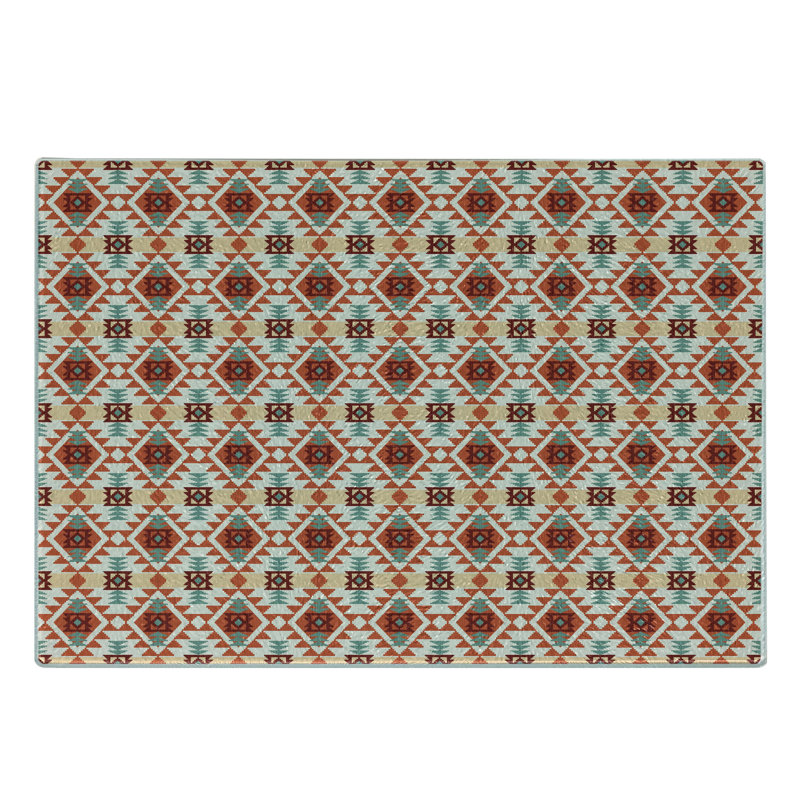 Ambesonne Aztec Tempered Glass Cutting Board Rhombus Forms Triangles Multicolor