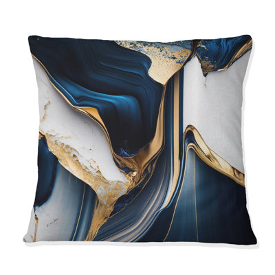 Abstract Geode Waves Gold I - Abstract Printed Throw Pillow
