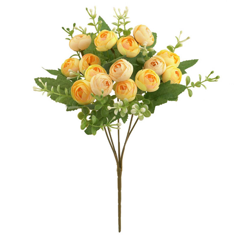  Fleurs artificielles artificielles pour la décoration intérieure, Jaune