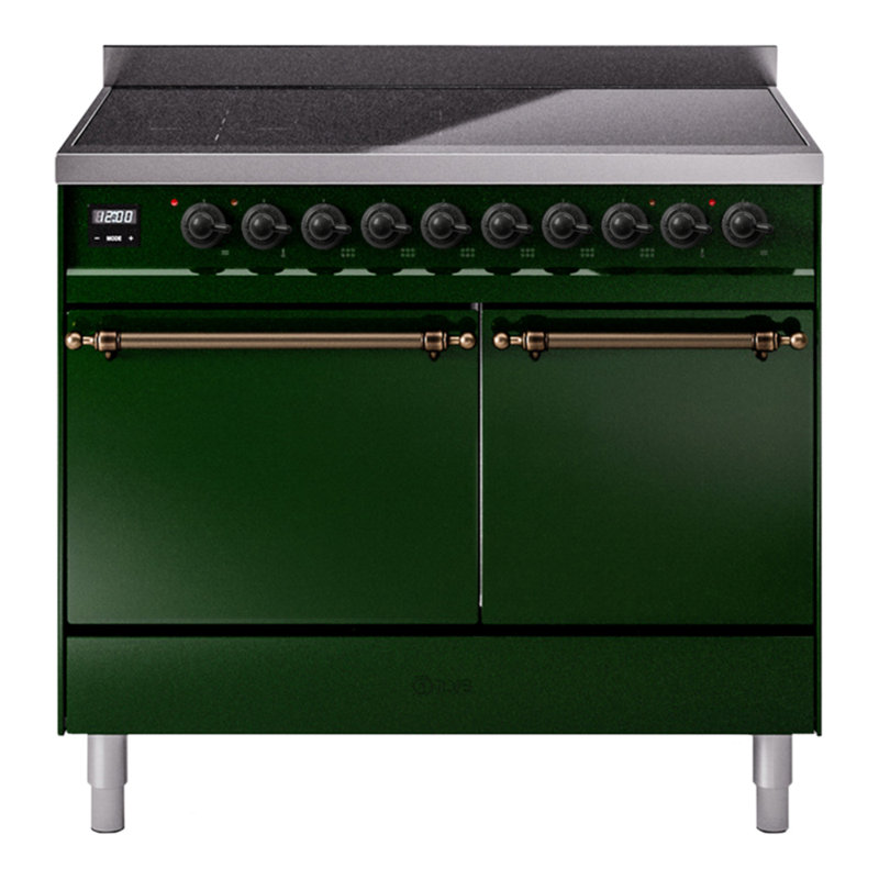 ILVE Nostalgie II Series 40 inch Induction Range with 6 Induction Elements (Solid Door), Emerald Green/Bronze