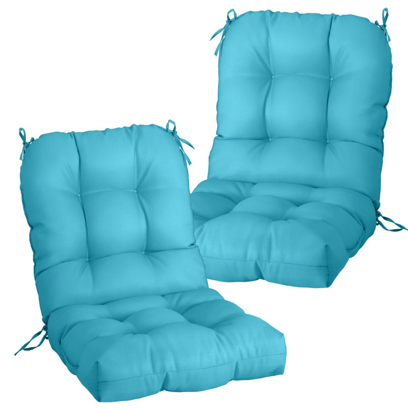 Outdoor Replacement Cushion Set Deep Seating Seat / Back Cushions with Ties (Set of 2), Blue