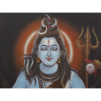 Shiva méditant | Peinture à l'huile sur toile encadrée