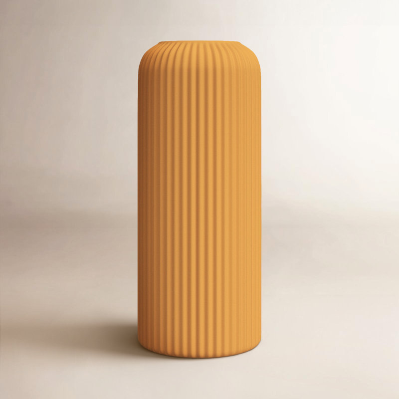 Munich Handmade Ceramic Table Vase, Yellow, 10.2" H x 4" W x 4" D