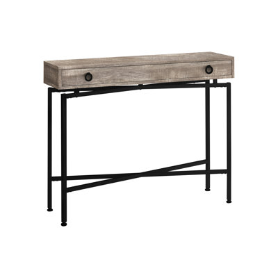 Console de salon étroite avec compartiment de rangement, stratifié taupe et métal noir, l 42,5 po x P 12 po x H 32,5 po - pour la chambre à coucher, le couloir