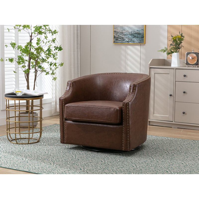 Fauteuil demi-tonneau pivotant de 28,28 po Ginna