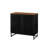 Black Cabinet With Grille Striped Door, And Metal Structure, Modern Design For Home Storage, Spacious Construction, Storage Office