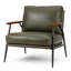 Fauteuil d'appoint Mid-Century moderne en similicuir vert forêt-1305178896