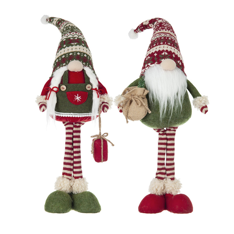 Gnomes de Noël debout en tissu S / 2 8,7 po x 5,5 po x 29,5 po avec chapeaux tricotés
