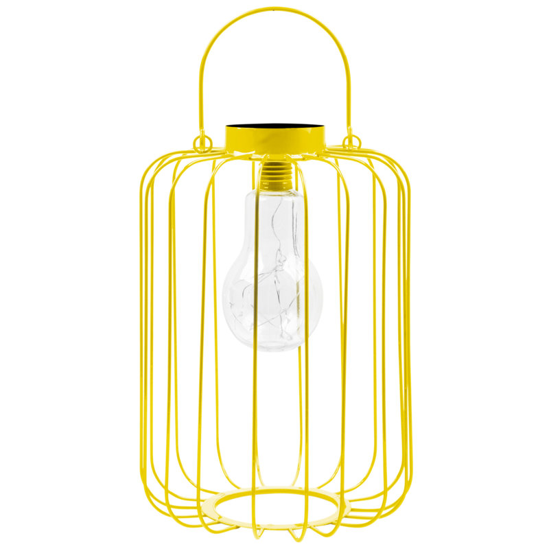 12"H Yellow Straight Solar Wire Lantern
