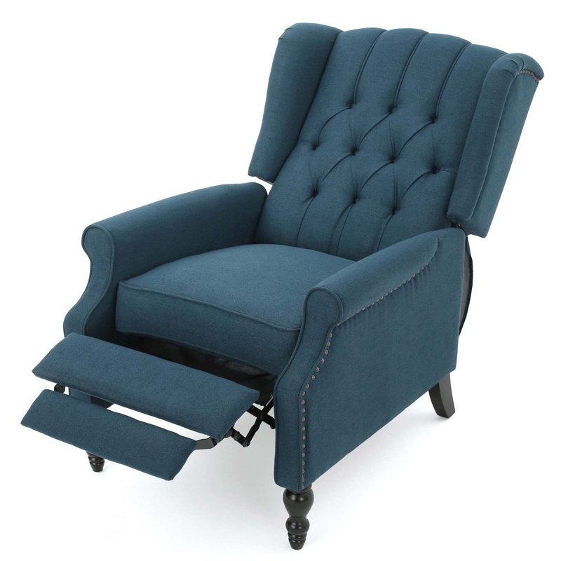 Fauteuil inclinable capitonné en tissu, Polyester bleu foncé