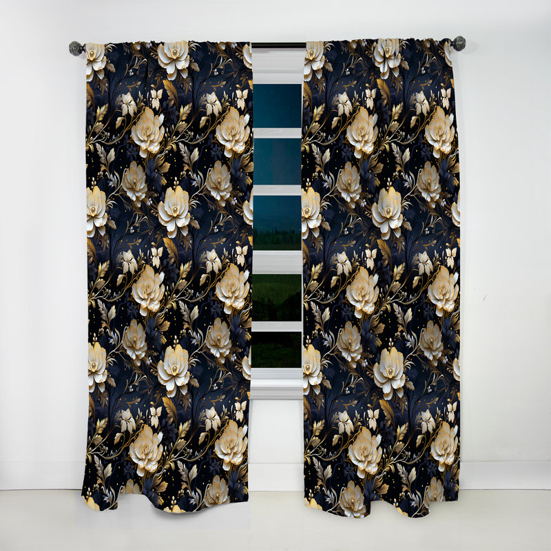 Moonlit Whispers Moody Patterns - Damask Curtain - Velvet Room Darkening - 1 panel, 52" W x 84" L