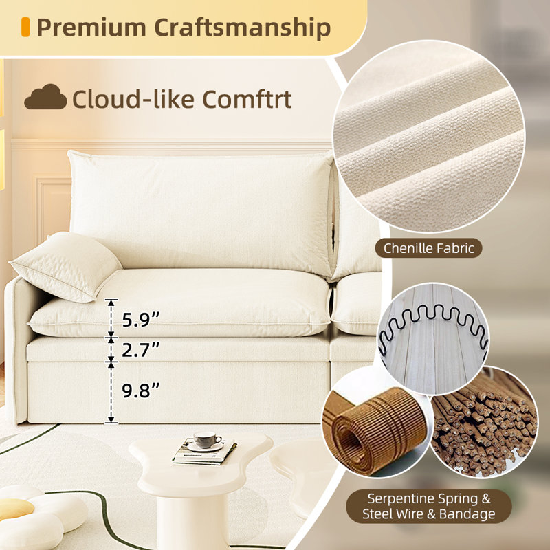 Canapé-lit multifonctionnel 3-en-1 avec rangement et port USB, canapé-lit moderne pour petits espaces, Beige