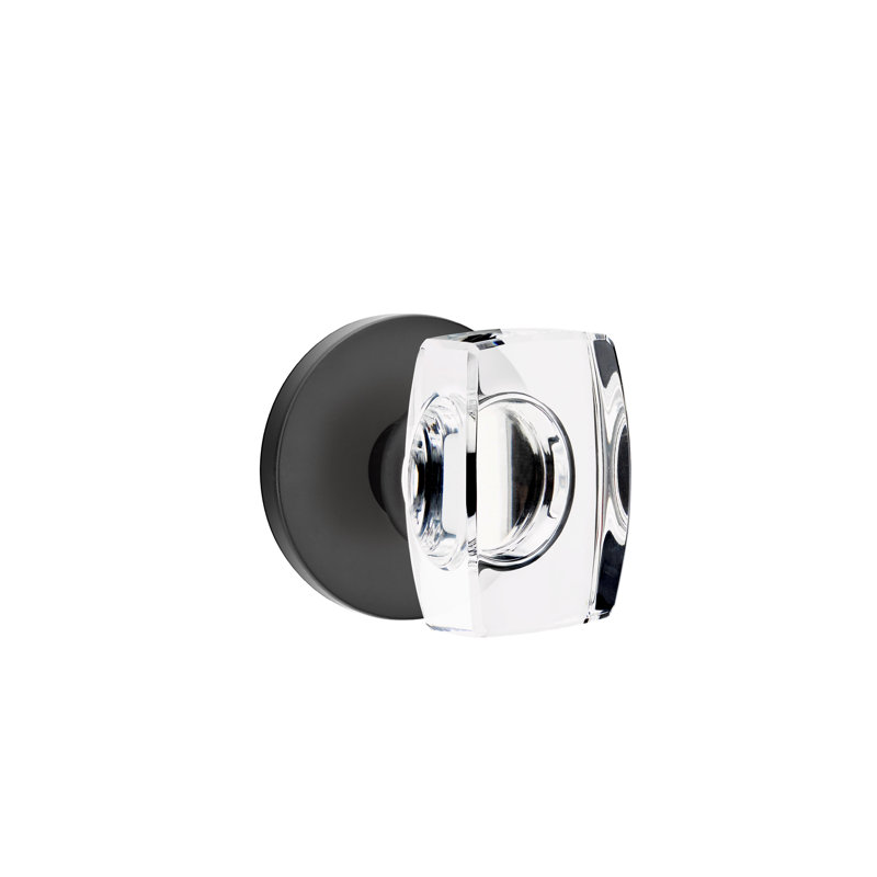 Ensemble de faux boutons Emtek avec rosette à disque et bouton en verre Windsor, Dos plat
