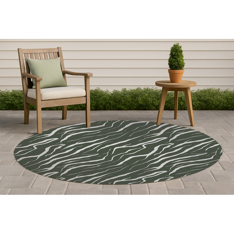 Tapis d'extérieur antidérapant Lush Cracks, Rond 5 pi