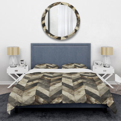 Brown Herringbone Tiles - Modern Duvet Cover Set
