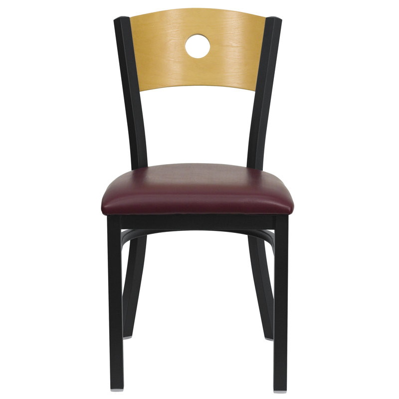 Chaise de restaurant en métal Prompton, Vinyle bourgogne