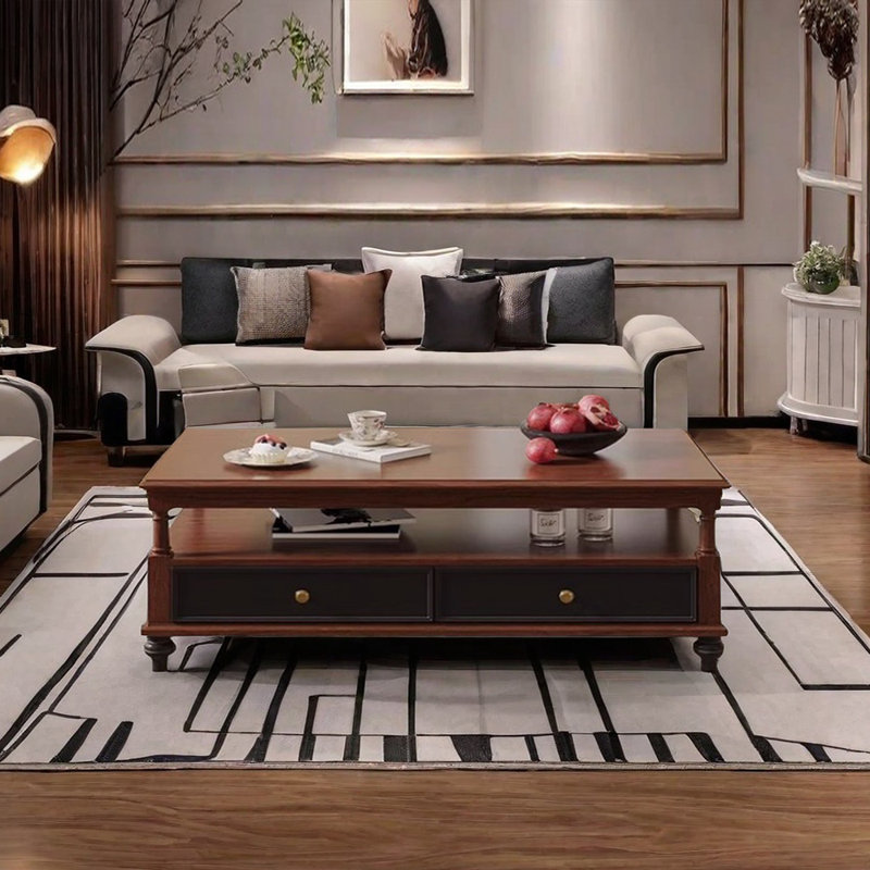 Table basse en bois massif de style médiéval, H 19,68 po x L 51,18 po x l 27,55 po