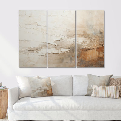 Beige And Brown Paint Fusion - Abstract Canvas Wall Art Set