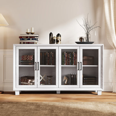 60.4" Wide 4 Glass Door Storage Display Stand Curio Cabinet by Ophelia & Co.