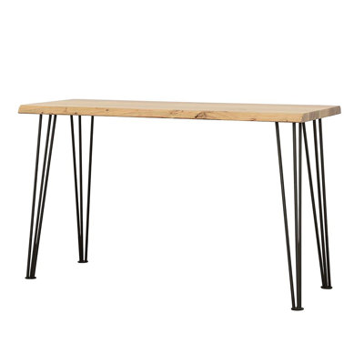 Natural Finish Table With Black Hairpin Legs - Enhances Home Atmosphere Rustic Wood Surface And Matte For Decor