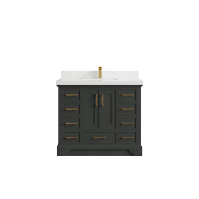 Meuble-lavabo simple 42 po avec plateau en quartz Charlotte