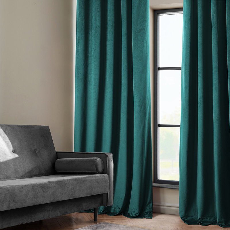 Matra Room Darkening Rod Pocket Single Curtain Panel, 50" W x 108" L, Deep Sea Teal