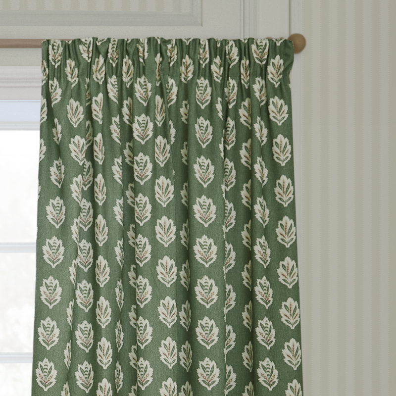 Sessile Leaf Room Darkening Curtain Panel Pair, Green, 65.75cm Width x 228cm Drop