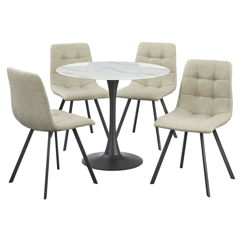 Kristos 4 - Person Pedestal Dining Set, Beige