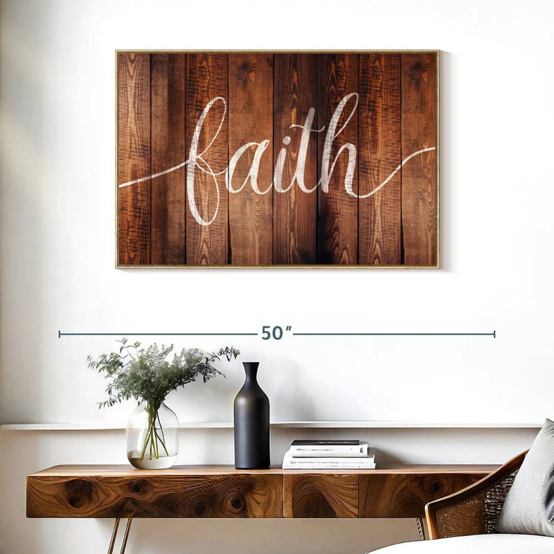 Faith typographie, Cadre flottant en bois naturel, 37 po x 25 po