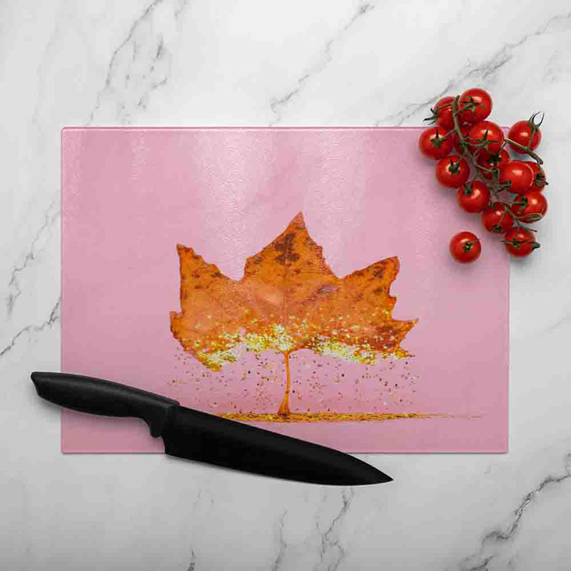 Glitter Leaf Glass Chopping Board