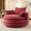 Fauteuil d'appoint surdimensionné rond 58 po avec coussin double couche et 3 coussins amovibles en velours côtelé 58 po-135504217