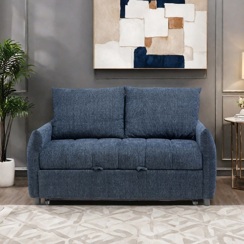 Living Room With Adjustable In Navy And Spacious Storage Modern Charging Port & Practical Compartment