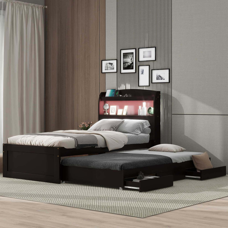 Viviann Platform Bed, Twin XL, Dark Brown