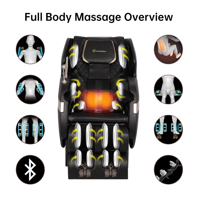 Newest Full Body Zero Gravity Massage Chair with Dual-Core S Track, LCD Remote and APP Control, Black Faux Leather