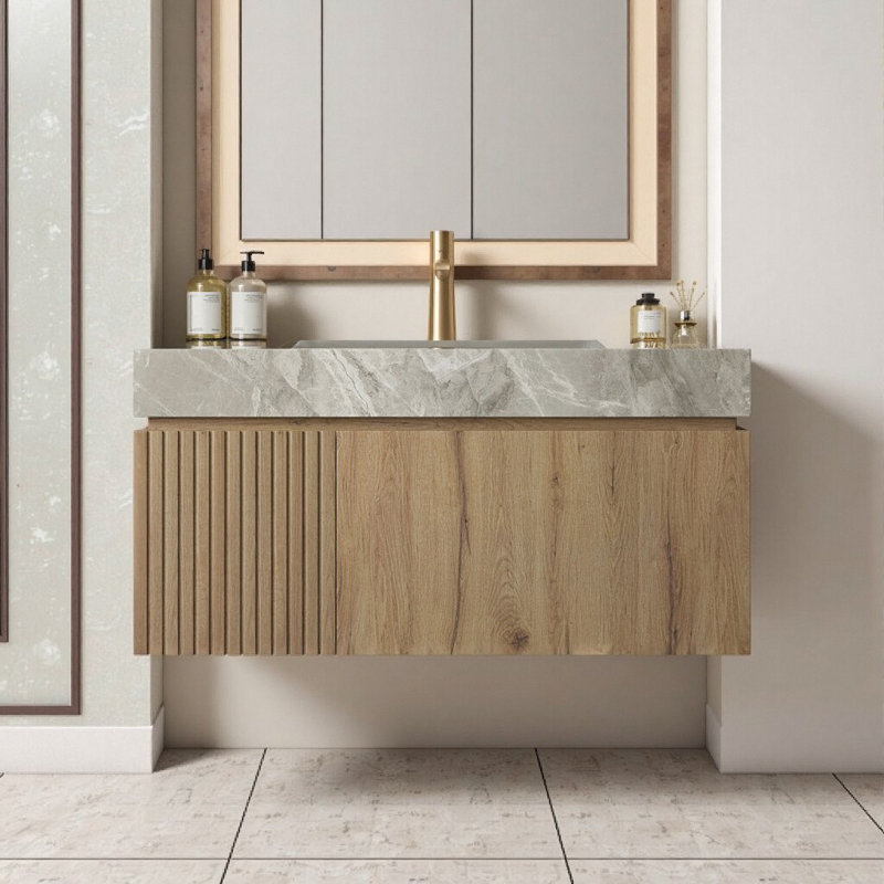 Meuble-lavabo flottant de luxe avec lavabo 36 po Luxury, Chêne, 36"