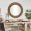 Wood Large Room Wall Mirror with Layered Wood Chip and Stick Design