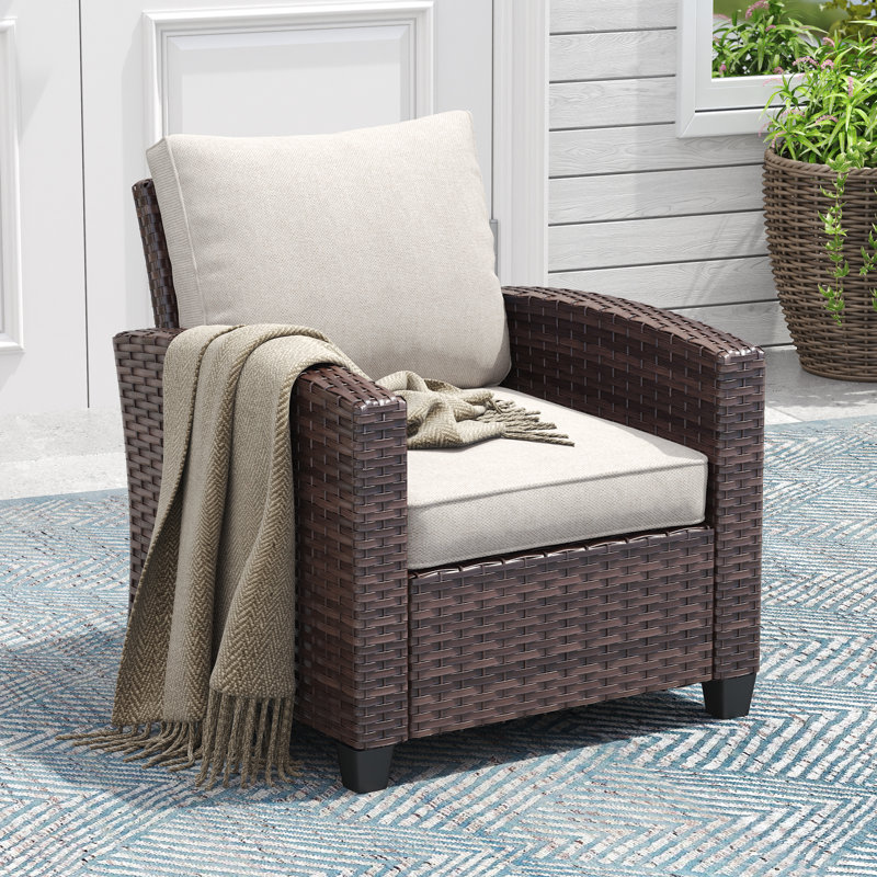 Ensemble de 2 canapés d'extérieur en osier tissé à la main, Beige, Brun