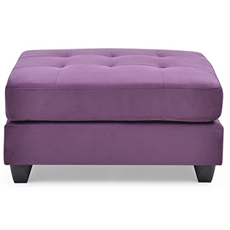 Liskeard Bella Tufted Rectangle Standard Ottoman, Purple Microsuede