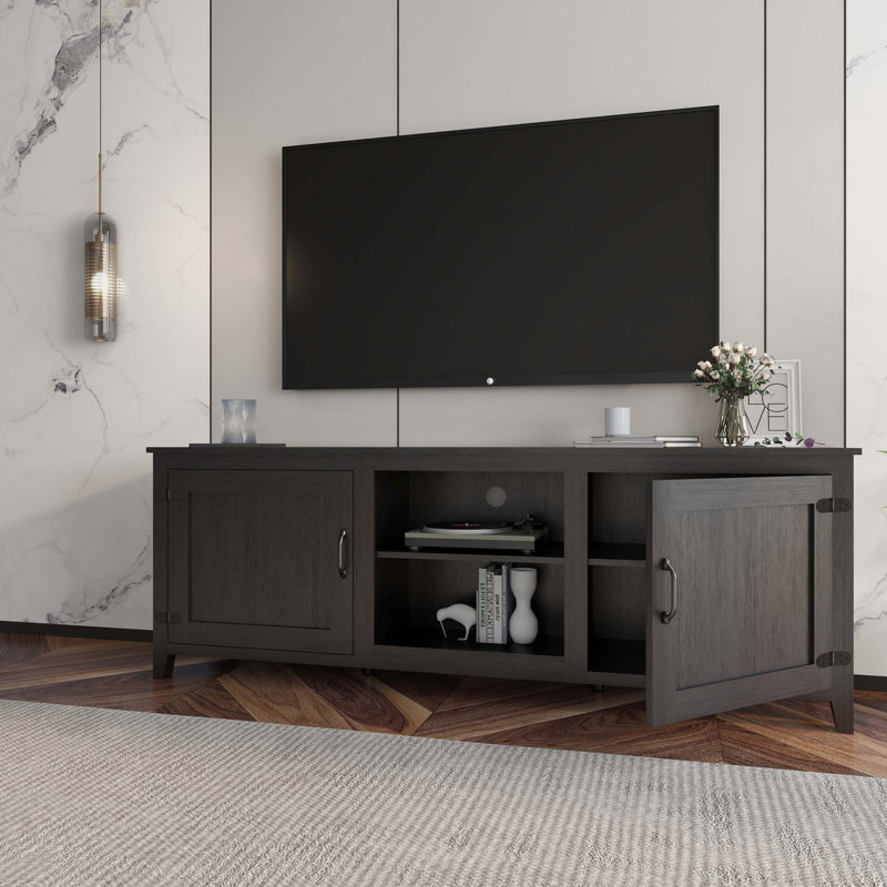 Anamika Unfinished TV Stand for TVs up to 70", Dark Brown