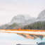 Lake Sunset Landscape - reproduction sur toile avec cadre flottant