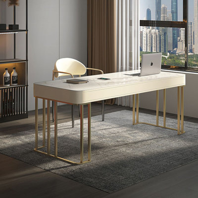 Picture colour Rectangular Sintered Stone Executive Desk with drawers desk
