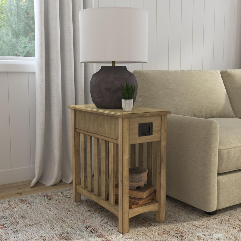 Larina Shaker Wood Side Table, Antique Beige