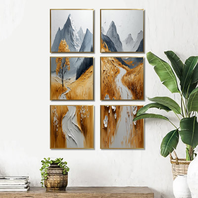 Ensemble de 6 pièces de paysage de montagnes jaunes des Highlands écossais - Écosse