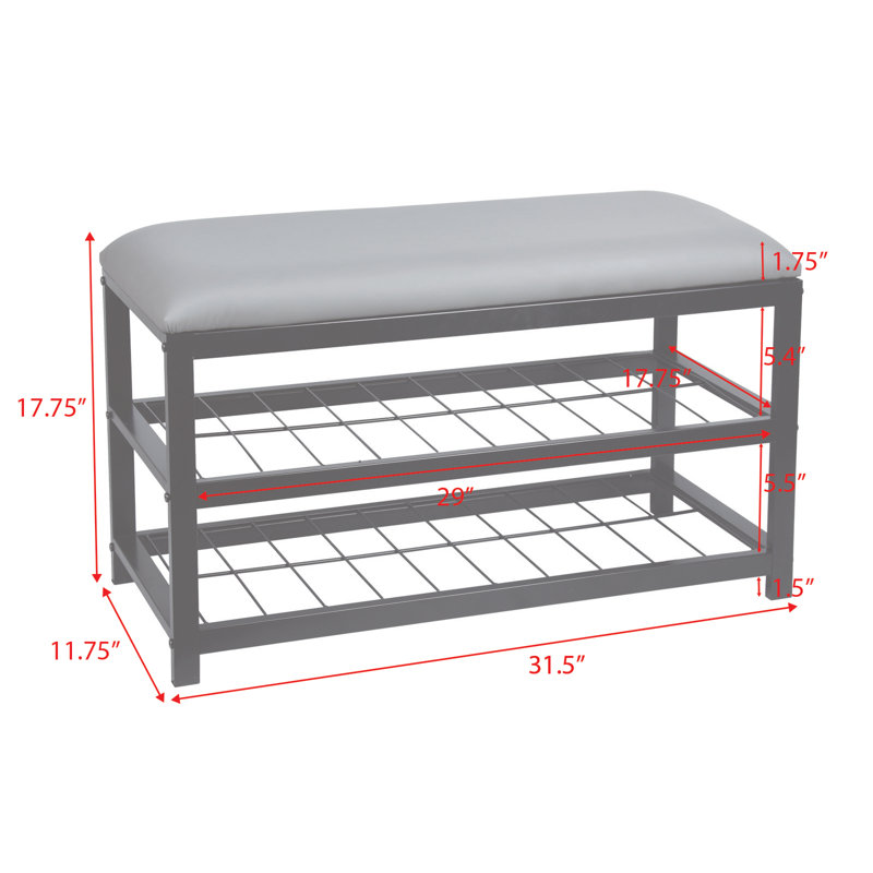 Banc de rangement pour chaussures à 2 niveaux 6 paires, Gris