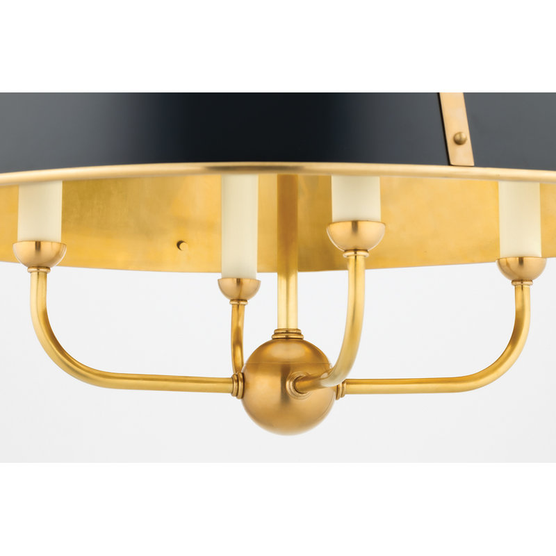 Cambridge Stainless Steel 4-Light Chandelier, Aged Brass/Darkest Blue