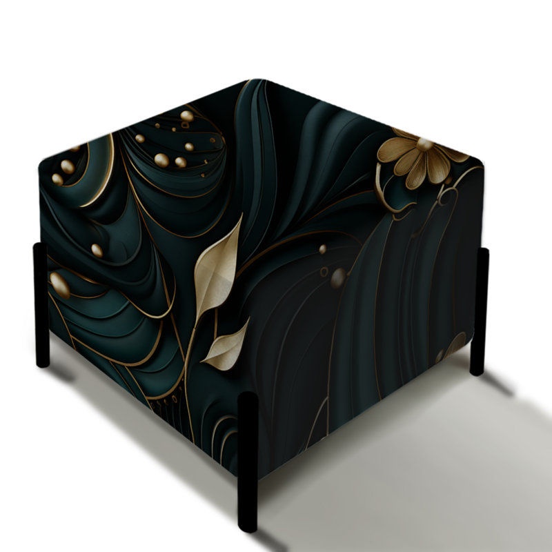 Deep Emerald Radiant Glamour Emerald - Repose-pieds carré damassé