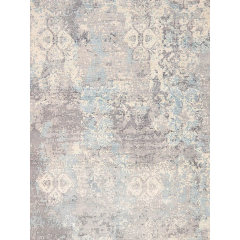 Tapis gris en laine et en coton noué à la main 8 pi 9 po x 11 pi 9 po Coleshill