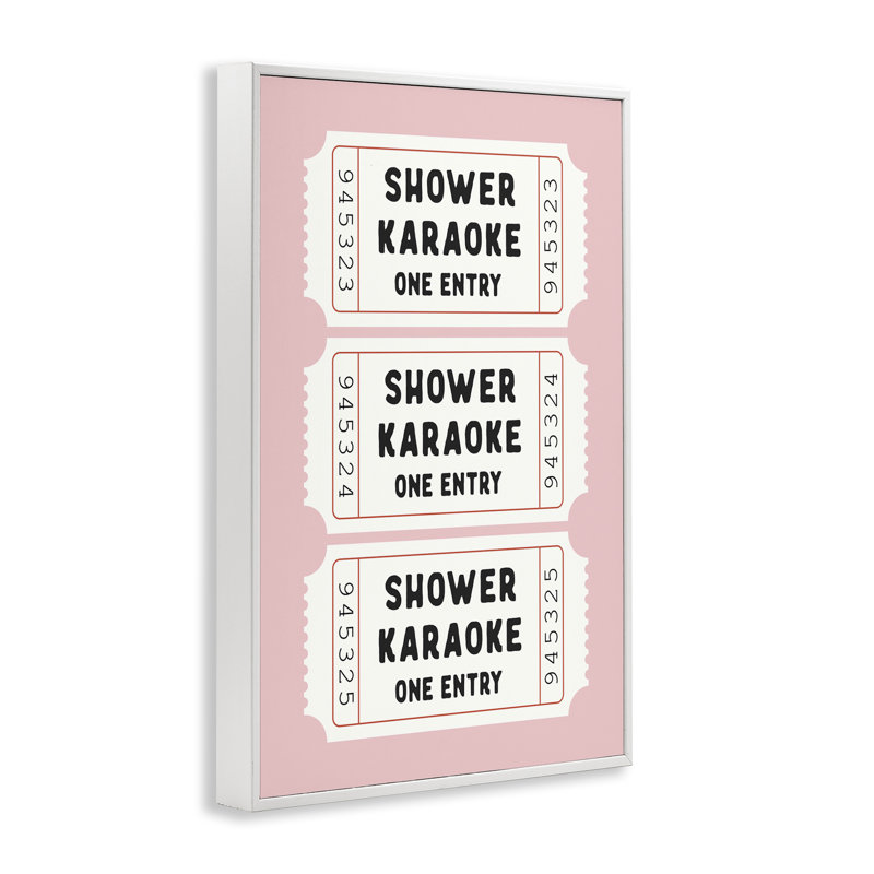 «Pink Shower Karaoke billets», estampe numérique giclée, H 24 po x l 16 po, Estampe numérique encadrée blanc bord de mer