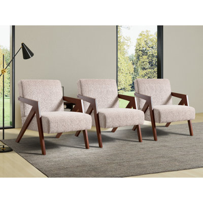 Chaise d'appoint moderne 30,5 po avec accoudoirs souples et pieds en bois massif (ensemble de 3)